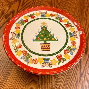 Christopher Radko It’s Christmas 12” Footed Cake Plate made in Portugal